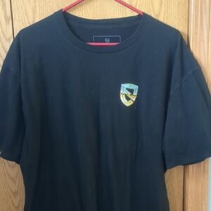 Classic Black Tee with Embroidered Crest